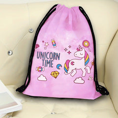 Unicorn Cartoon Drawstring Backpack Lightweight Waterproof Rucksack