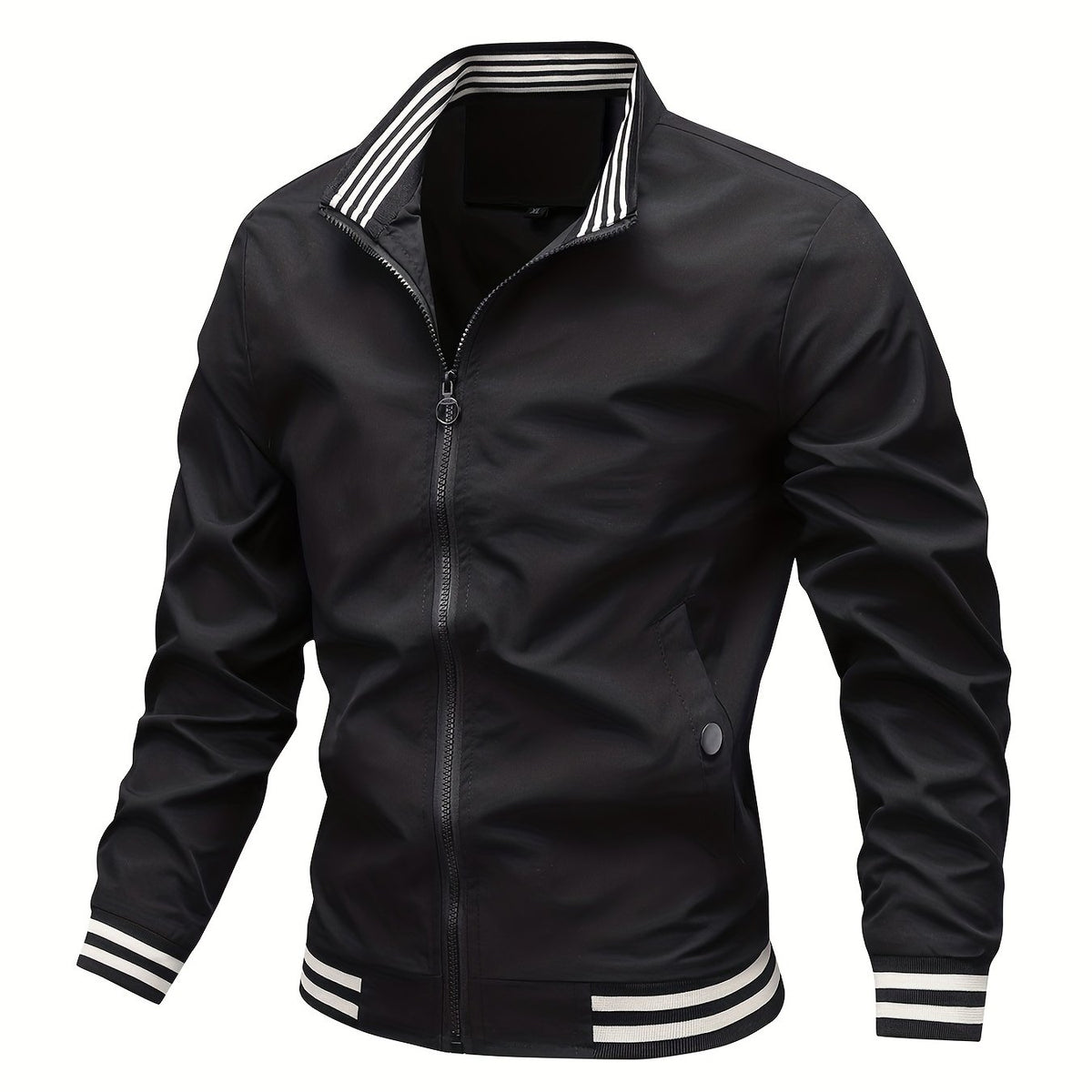 Men's Loose Casual Long Sleeve Striped Cuff Lightweight Jackets