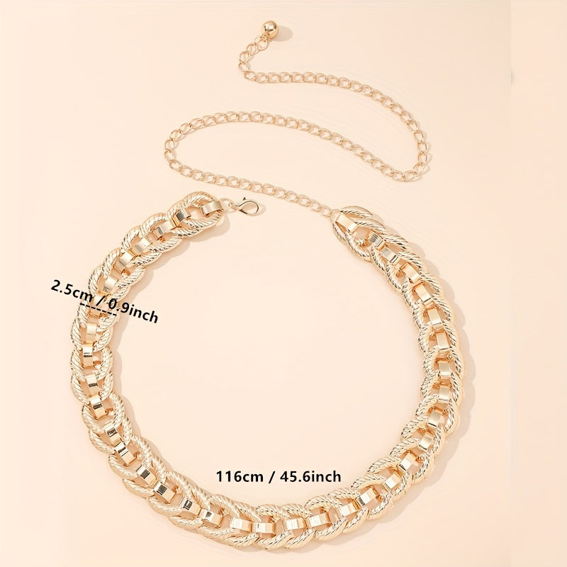 Threaded Ring Waist Chain Single Layer Golden Metal Chain Belt