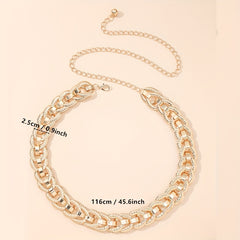 Threaded Ring Waist Chain Single Layer Golden Metal Chain Belt