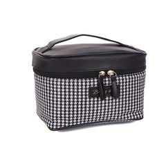 Plaid Handheld Cube Travel Cosmetics Wash Bag Canvas Portable Storage Bag
