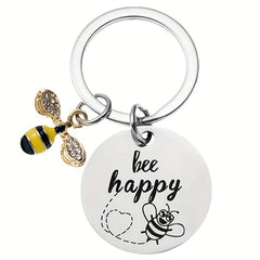 Bee Happy Keychain Inspiring Gift for Loved Ones