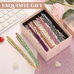 6pcs Bling Diamond Metal Pens for Home School Office Gift Glitter Ballpoint Pens