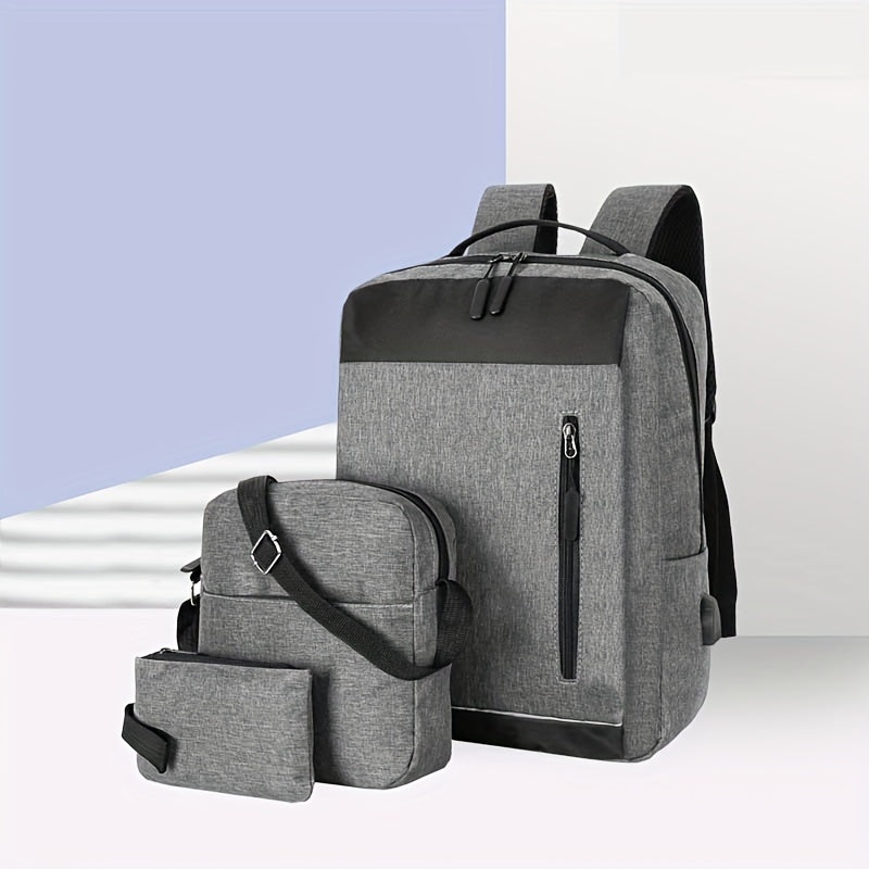 3pcs Large Capacity Backpack Crossbody Bag Clutch Purse Set