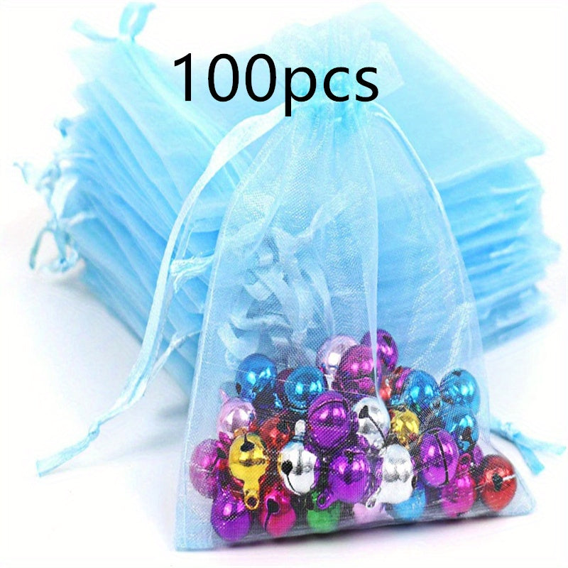 100pcs Organza Jewelry Bags Drawstring Little Mesh Gift Pouches Mini Candy Bags
