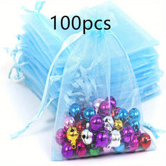 100pcs Organza Jewelry Bags Drawstring Little Mesh Gift Pouches Mini Candy Bags