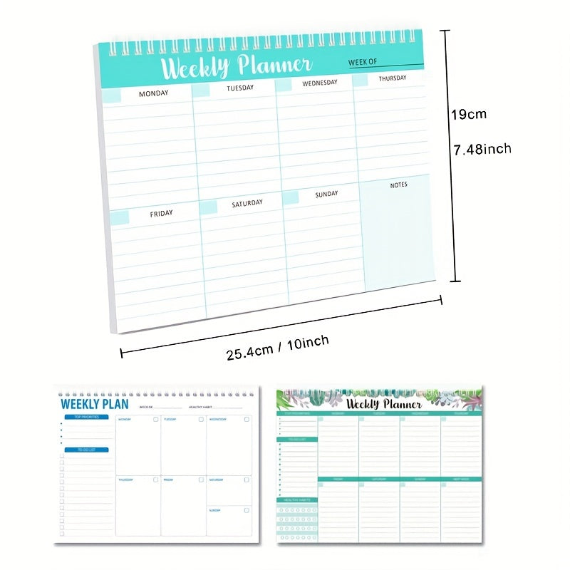 50 Sheets Coil Notebook Weekly Plan Diary Student Memo 3 Styles