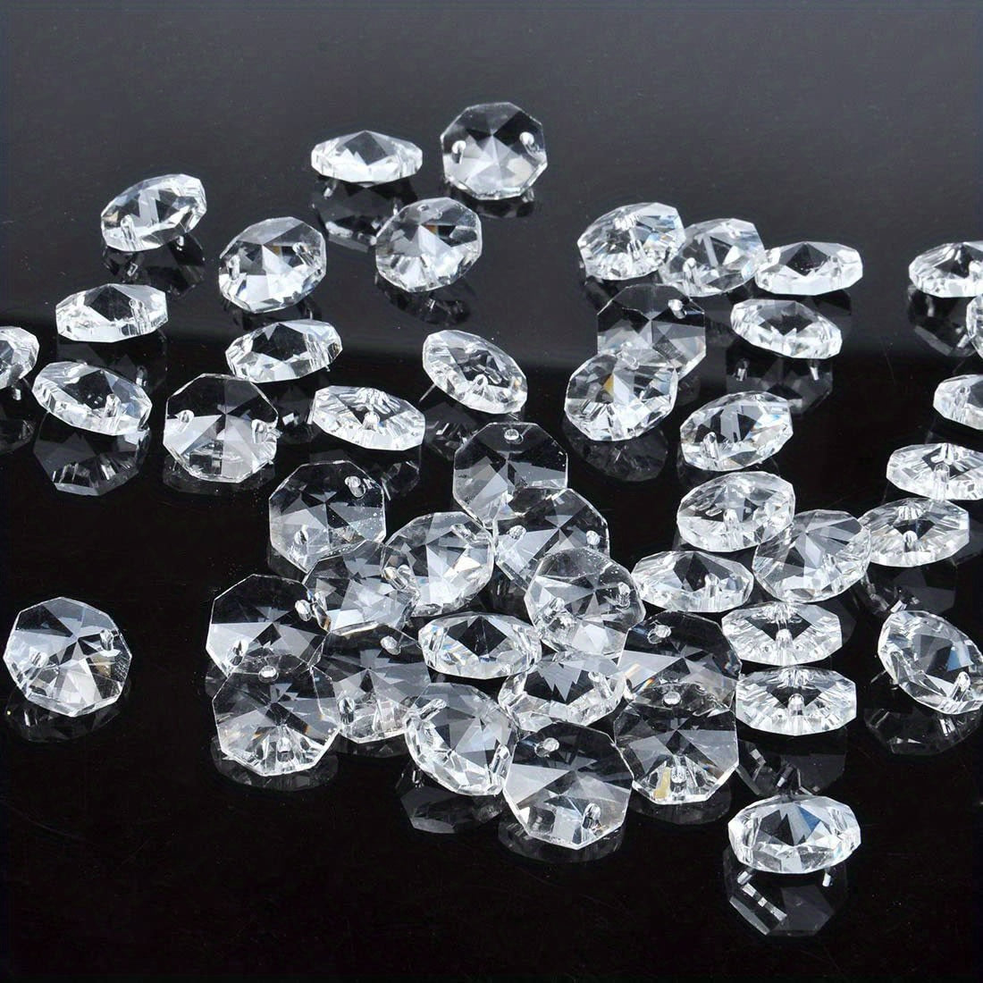 100pcs 1.0 55inch Transparent Octagonal Beads for Chandelier Curtain Ties