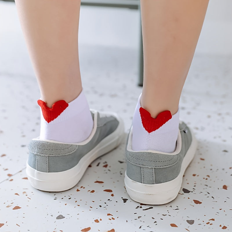 Heart Print Short Socks x10 for Women