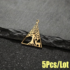 5PCS Stainless Steel Tree Pendant for DIY Accessories