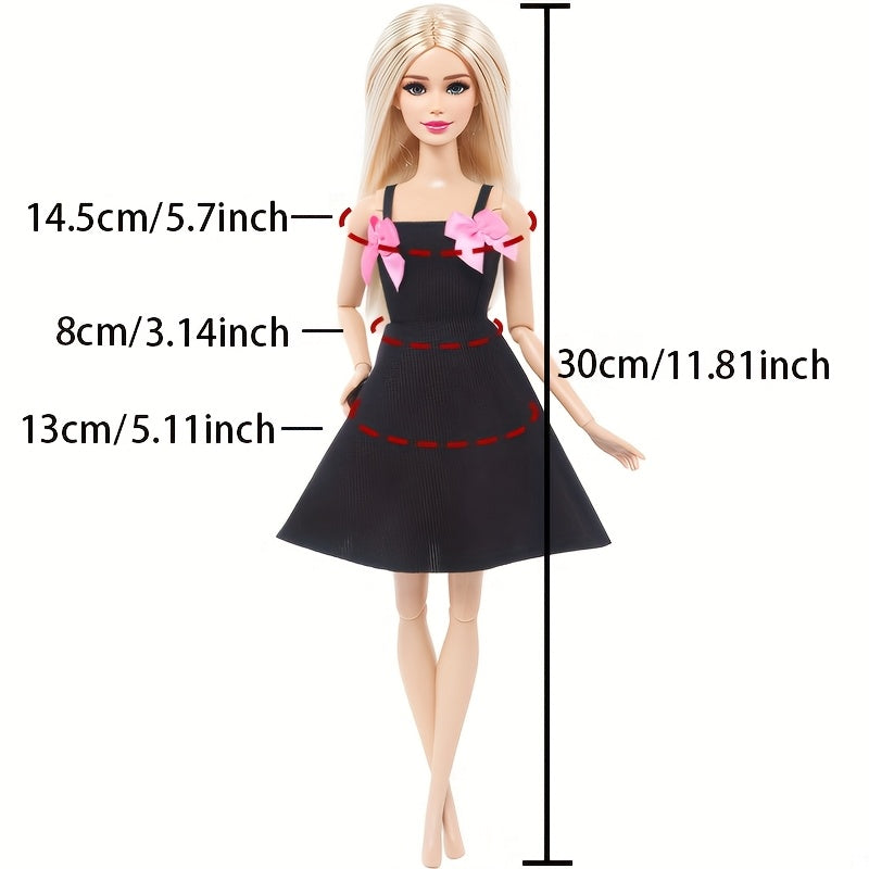 Princess Doll Dress with Pink Bow for 11-8 Inch Dolls