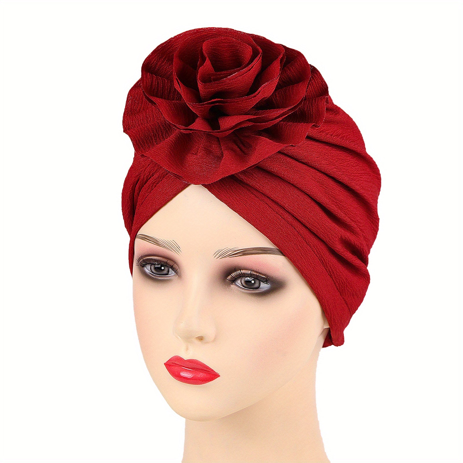Solid Pleated Elastic Head Wrap Casual Beanie Head Scarf