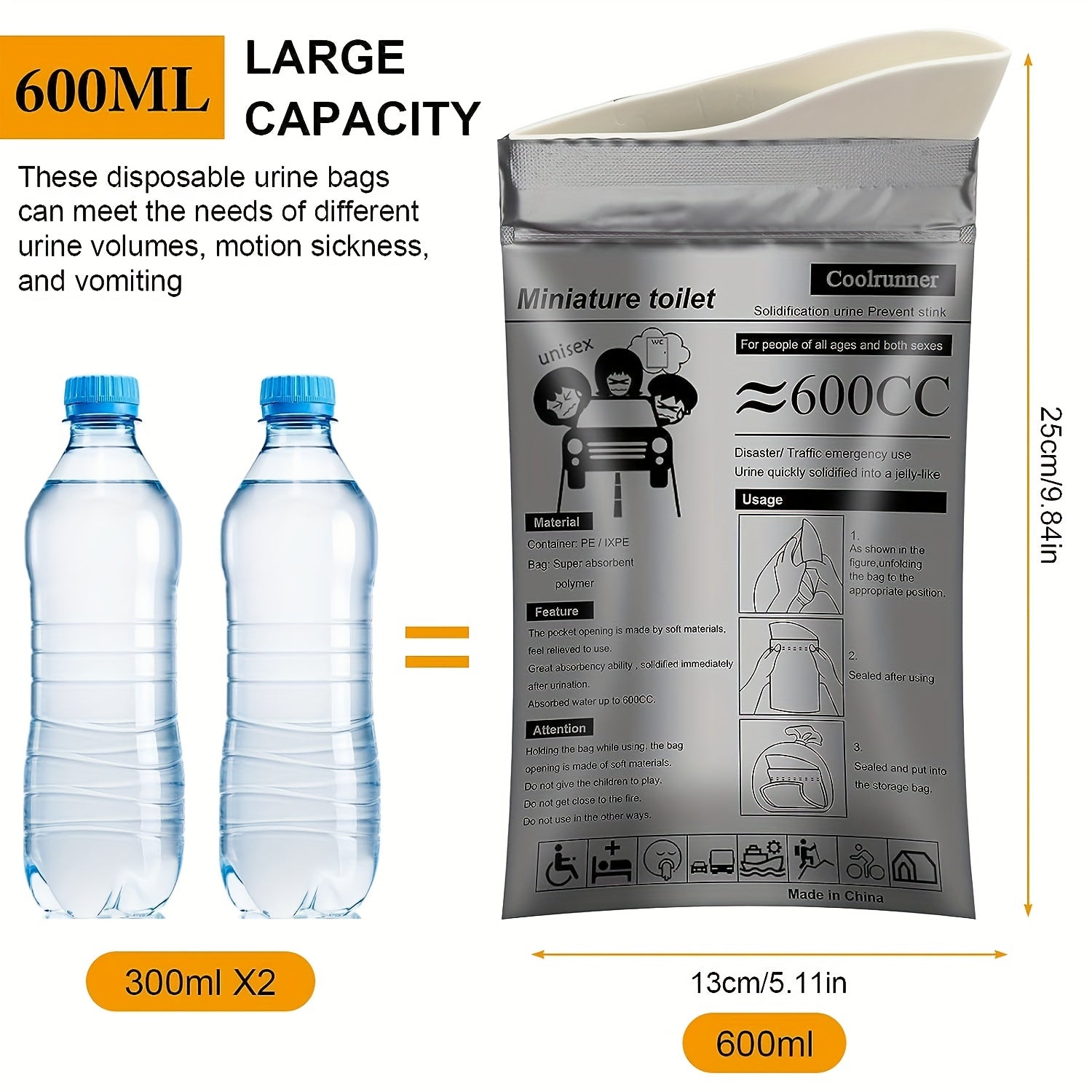 20pcs Camping Pee Bags Disposable Urinals & Vomiting Bags For Travel Emergency