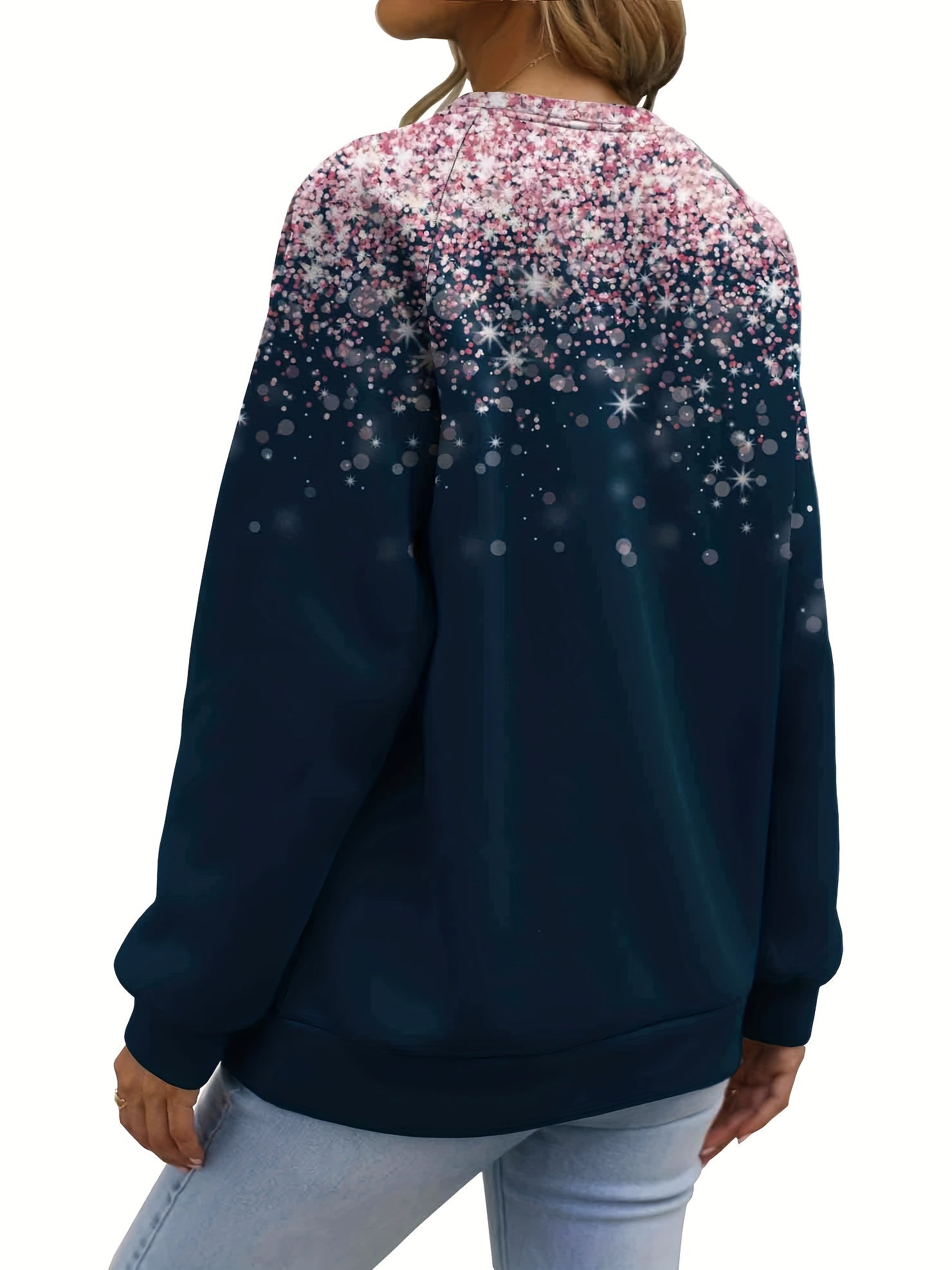 Gradient Print Pullover Sweatshirt Women's Casual Crew Neck Sweatshirt