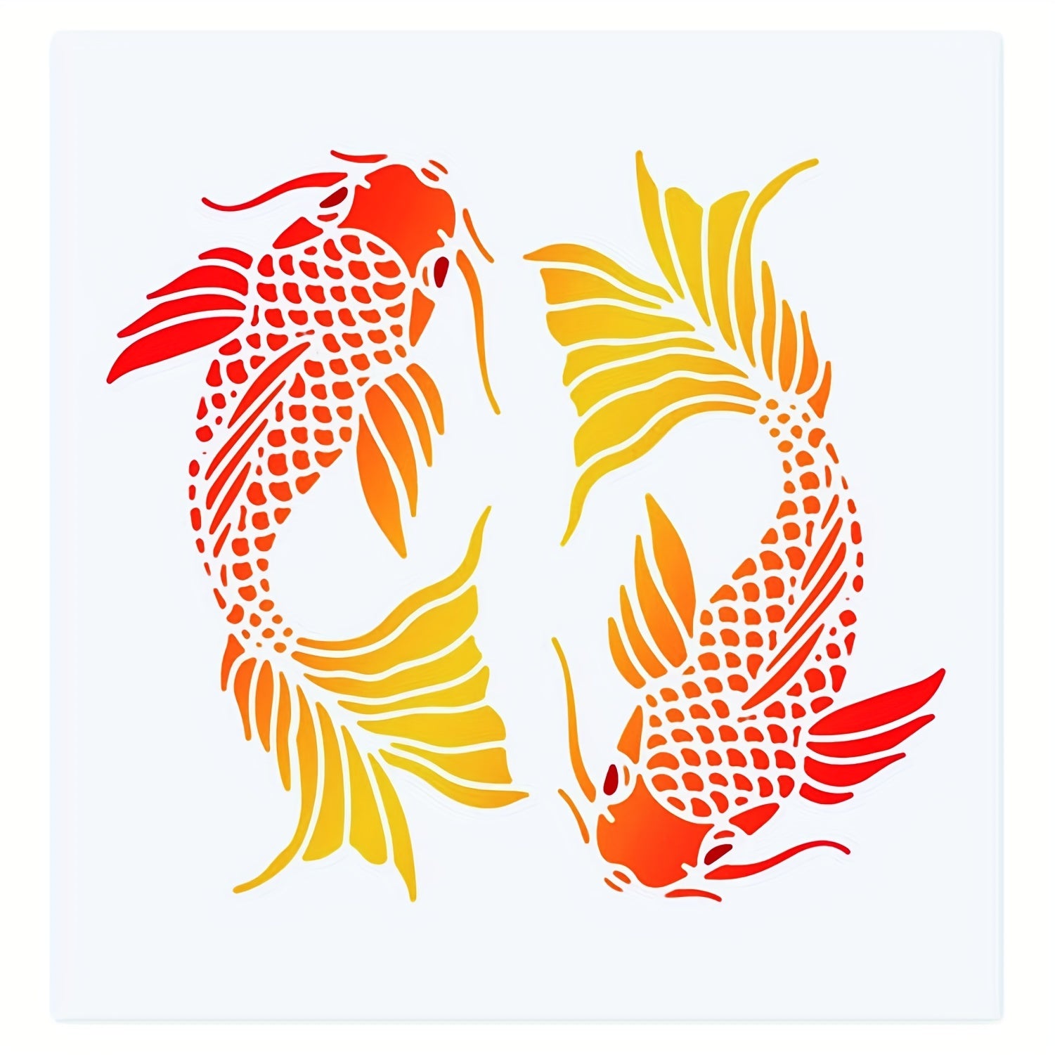 Koi Fish Stencil Template 29.97x29 Plastic - Painting Stencils For Wood Floo