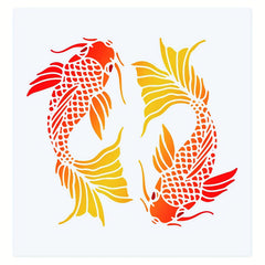 Koi Fish Stencil Template 29.97x29 Plastic - Painting Stencils For Wood Floo