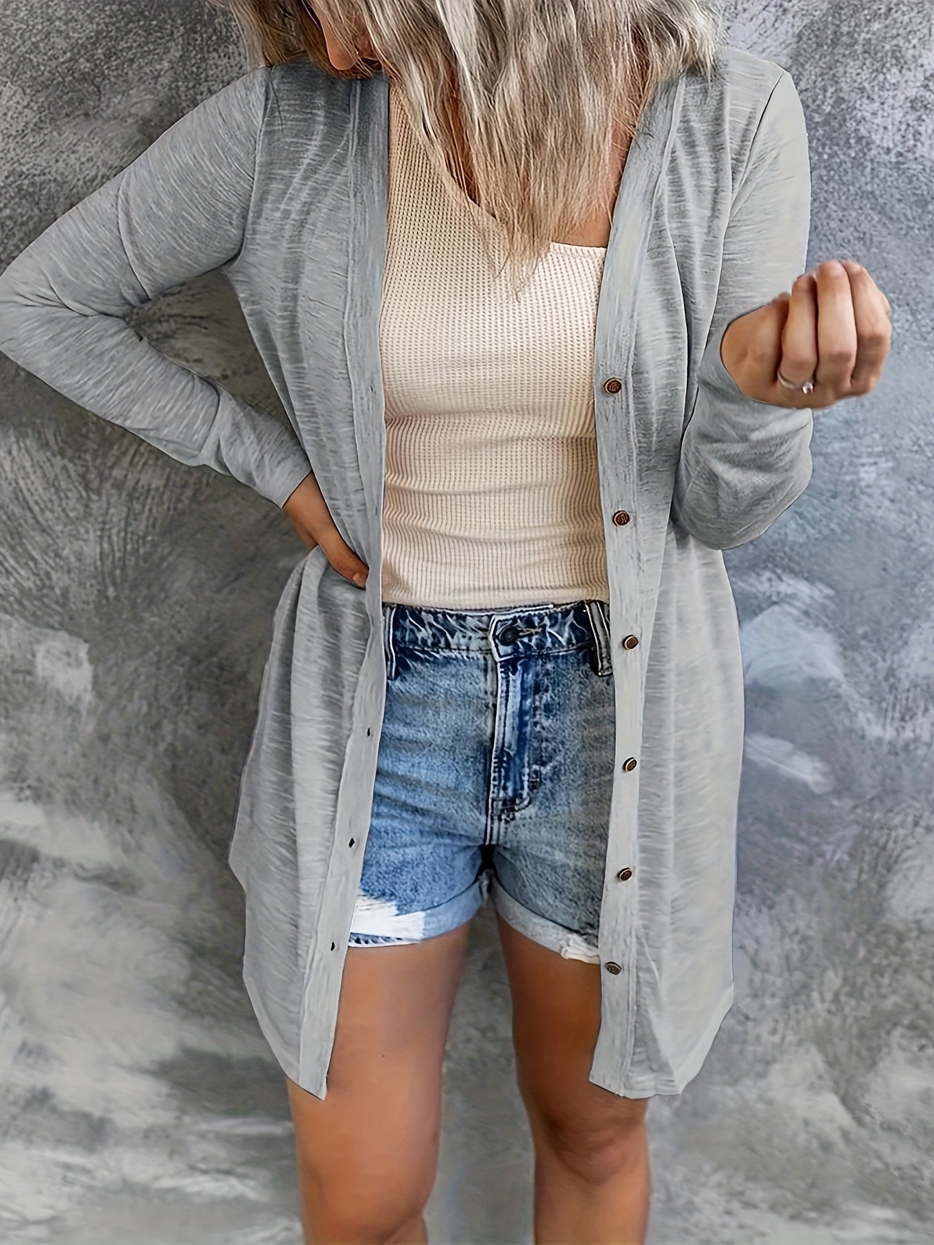  Casual Cover Up Women's Plus Button Up Cardigan