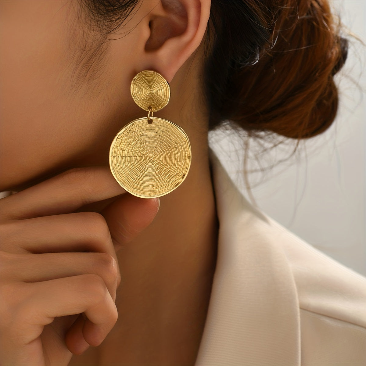 Golden Lollipop Pattern Round Dangle Earrings Gift