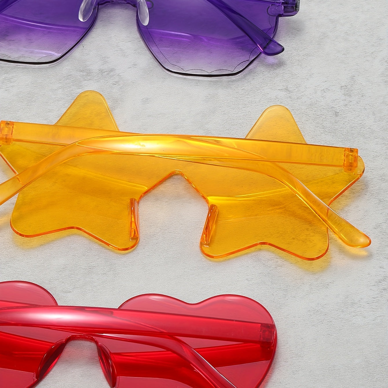 3 Pack Love Heart Colorful Sunglasses