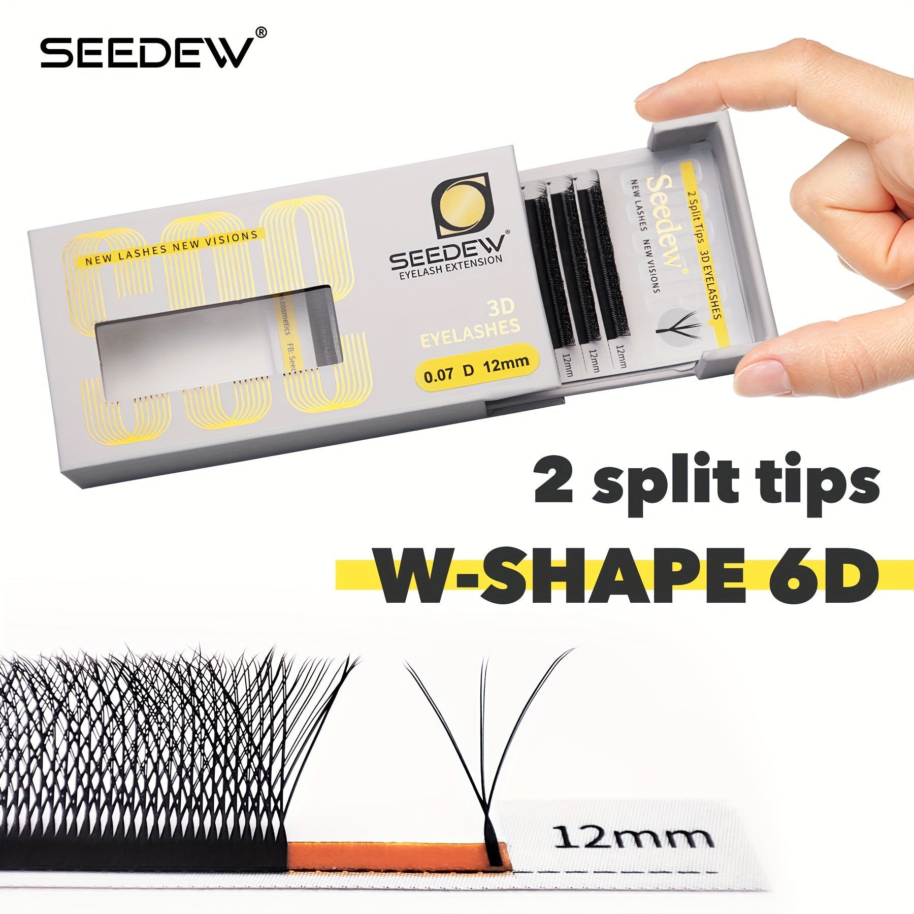 6D W Shape Lashes Double Split Tips 3D Automatic Flowering Eyelash Extensions