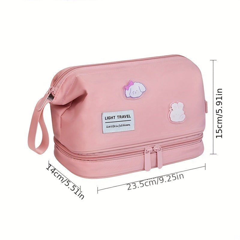 Versatile Makeup Zipper Bag Solid Portable Cosmetic Toiletry Wash Bag