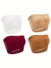 4 Pack Plus Size Tube Bra Set Breathable Seamless Anti-Slip Invisible 4pcs