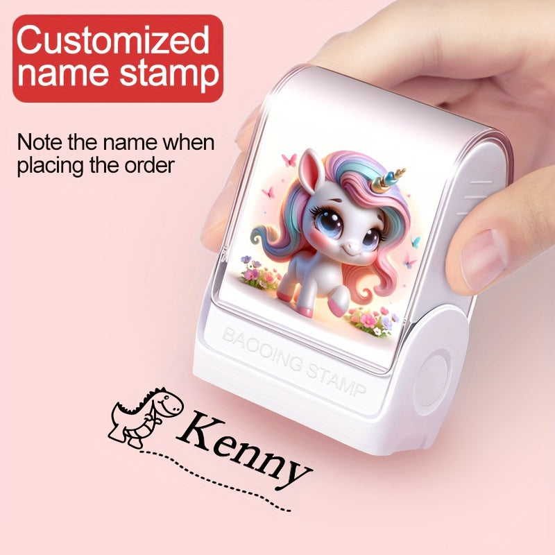 Custom Unicorn Name Stamp for School Supplies and Clothing - Personalized Seal