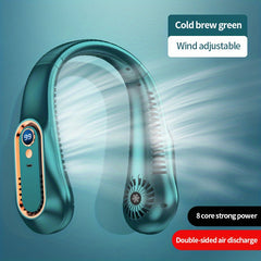 USB Charging Hanging Neck Cooling Fan Digital Display Power Fan