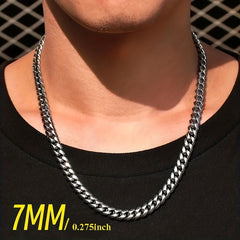 Titanium Steel Men's Necklace Stainless Steel Cuban Chain