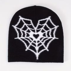 Heart Spider Web Jacquard Beanie Hip Hop Candy Skull Cap