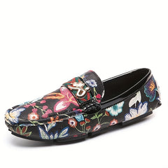 Floral Print Loafers Soft Sole Slip On Shoes Comfy Flat Shoes