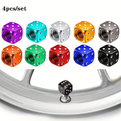 4pcs Aluminum Dice Air Valve Dust Cover Car Tire Decoration Valve Cover