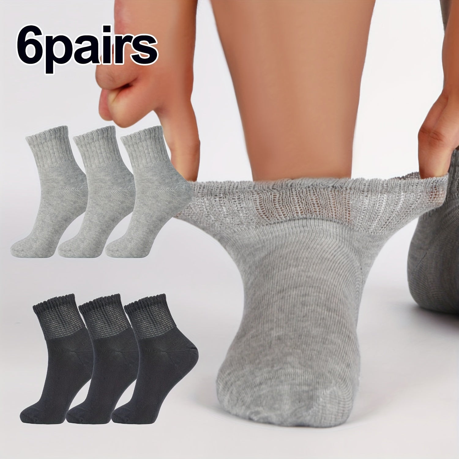 6 Pairs Diabetic Ankle Socks Viscose Blend Soft & Comfortable