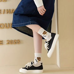 5 Pairs Cartoon Bear Print Socks Women's Mid Tube Stockings