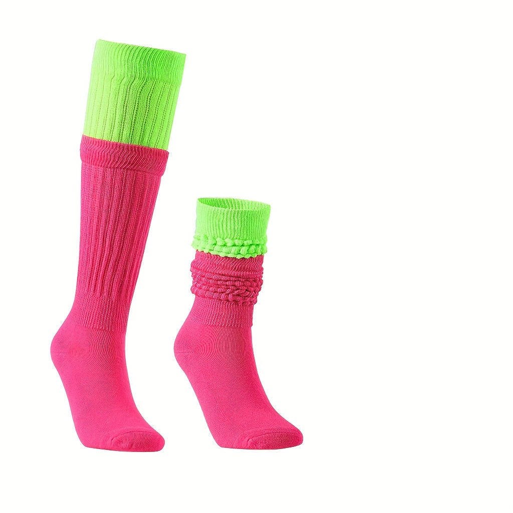 3 Pairs Colorblock Crew Socks Women's Stockings