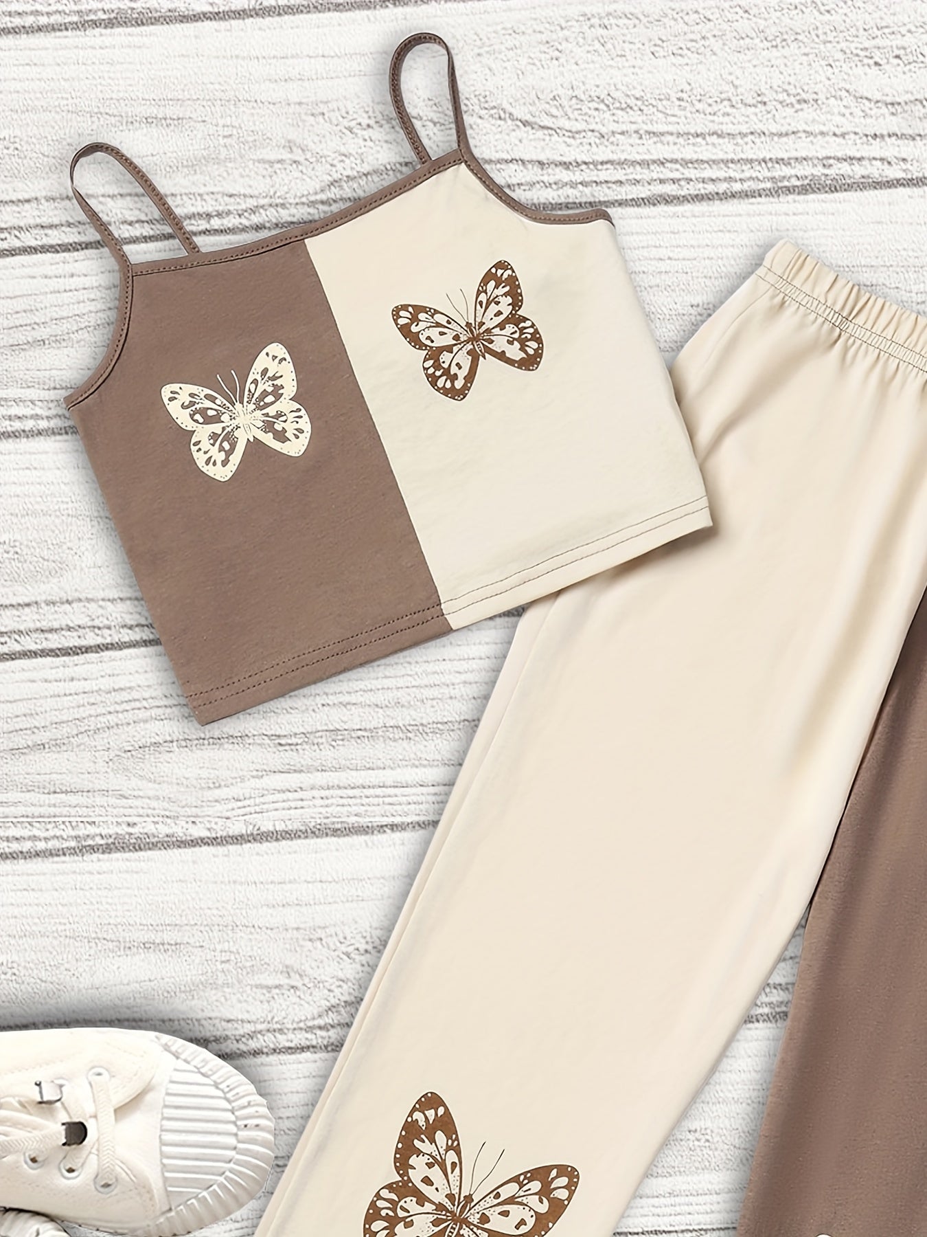 Girls Butterfly Cami Top & Sweatpants Set Summer Clothes