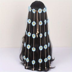 Bohemian Daisy Headband with Tassel for Bride's Headdress