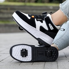 Girl's Rotating Buckle Roller Shoes For Kids