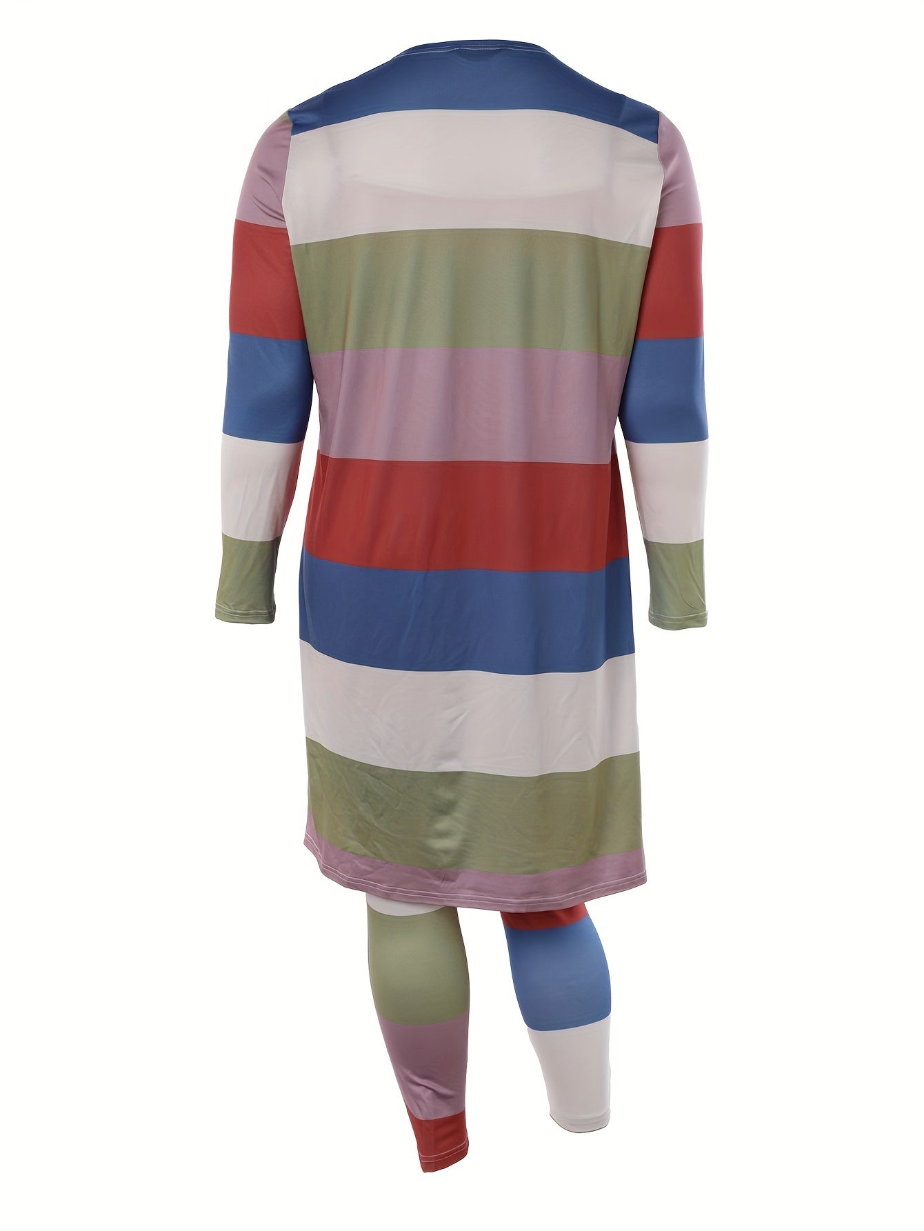  Colorblock Cardigan Top & Pants 3pc Set