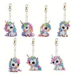 7pcs Unicorn 5D Diamond Painting Keychain Set