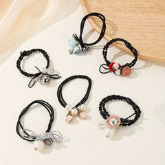 6pcs Faux Pearl Hair Tie Non Slip Scrunchie Ponytail Holder