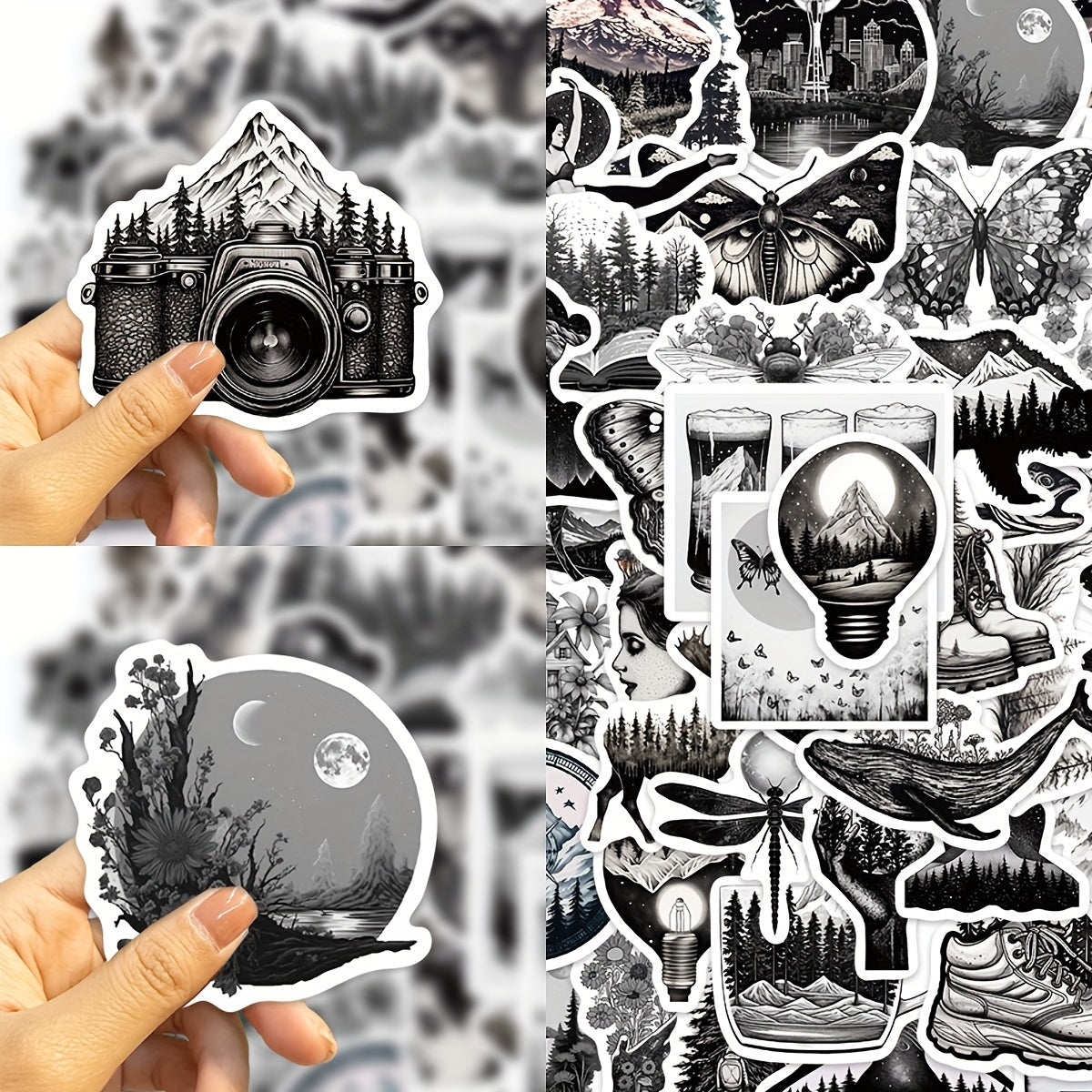 60pcs Dark Gothic Outdoor Graffiti Stickers Waterproof DIY Handbook Sticke