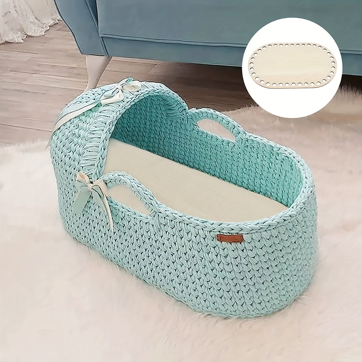6pcs DIY Oval Blank Crochet Basket Wood Base 2mm Thickness Craft Making