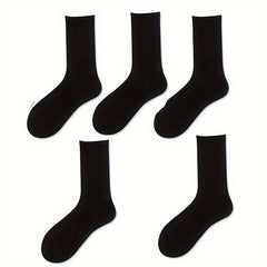 Comfy & Breathable 5 Pairs Solid Socks Women's Stockings & Hosiery