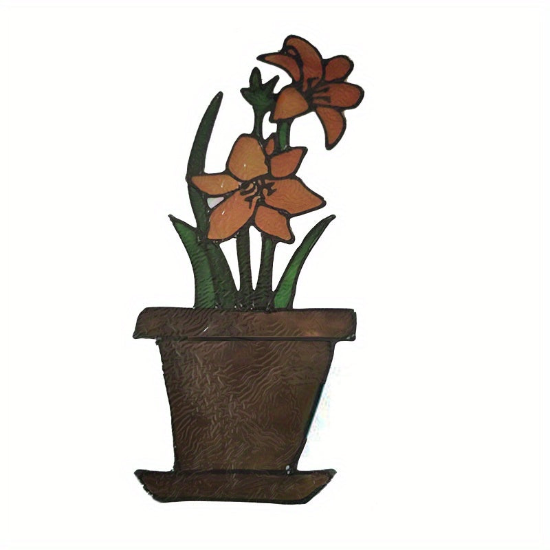 Red Flower Pot Wall Stickers Window Decoration Home Decor Living Room Decals