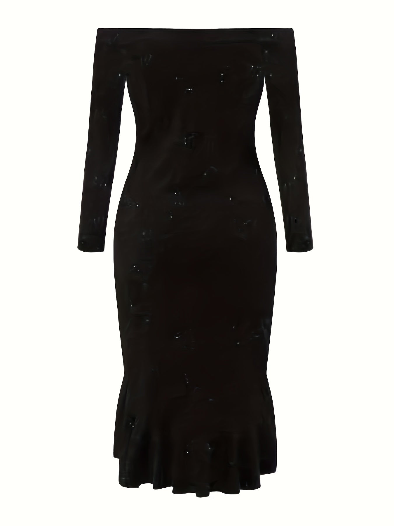  Rhinestone Off Shoulder Mermaid Dress