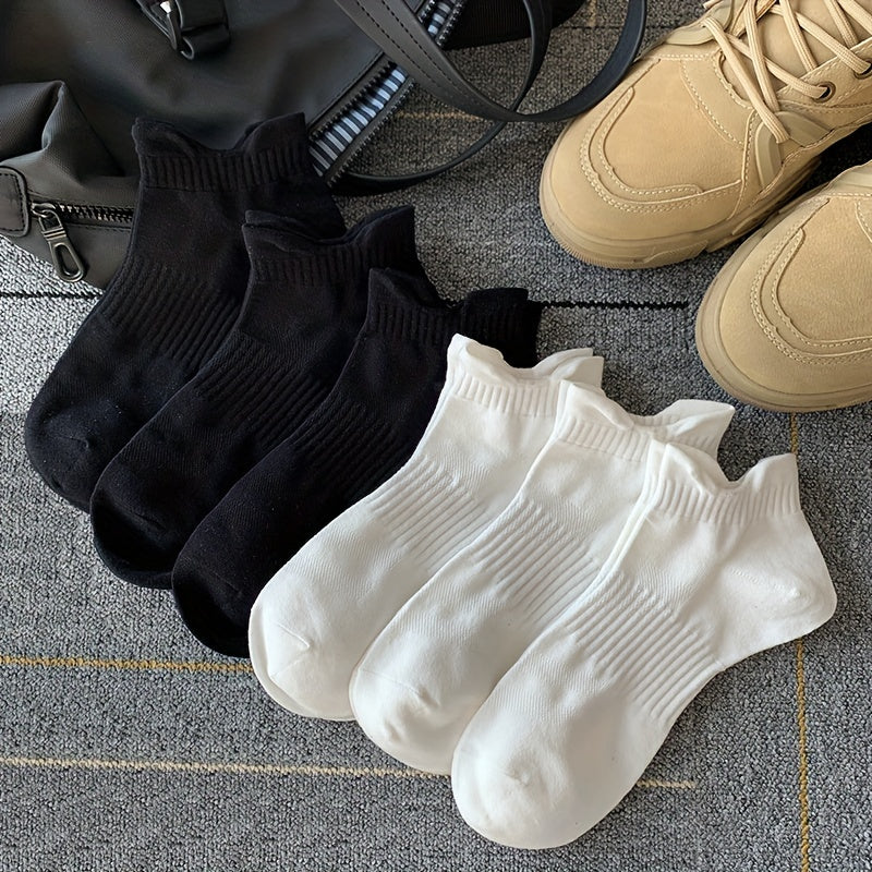 6 Pairs Solid Ankle Socks for Women, Comfy & Breathable Sports Stockings
