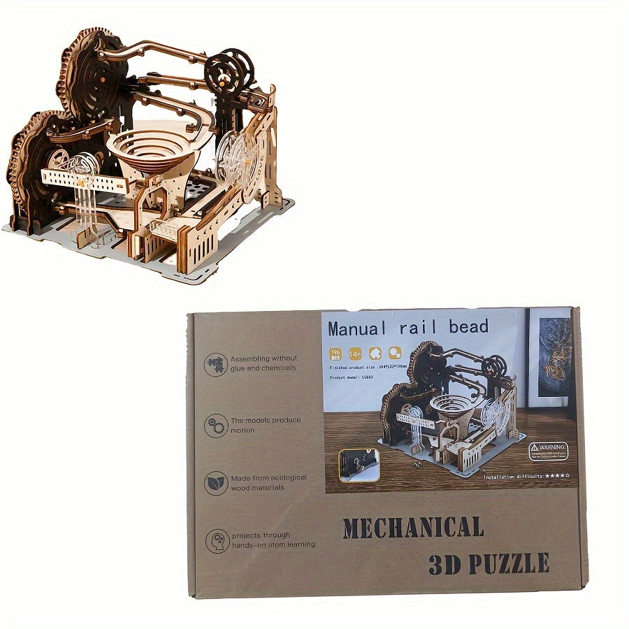 3D Wooden Puzzles Marble Run Set Mechanical Model Kits