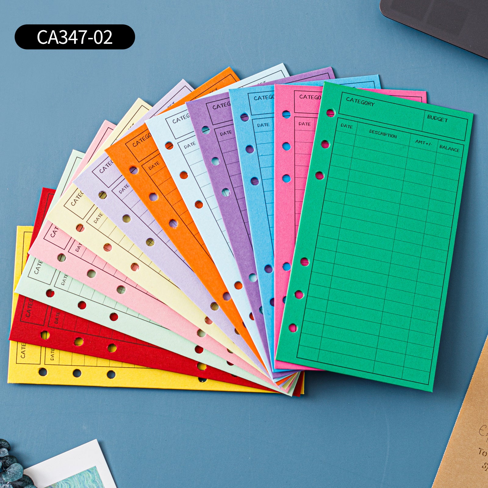 12pc Budget Envelopes for Cash System - Vertical Layout - 12 Colors