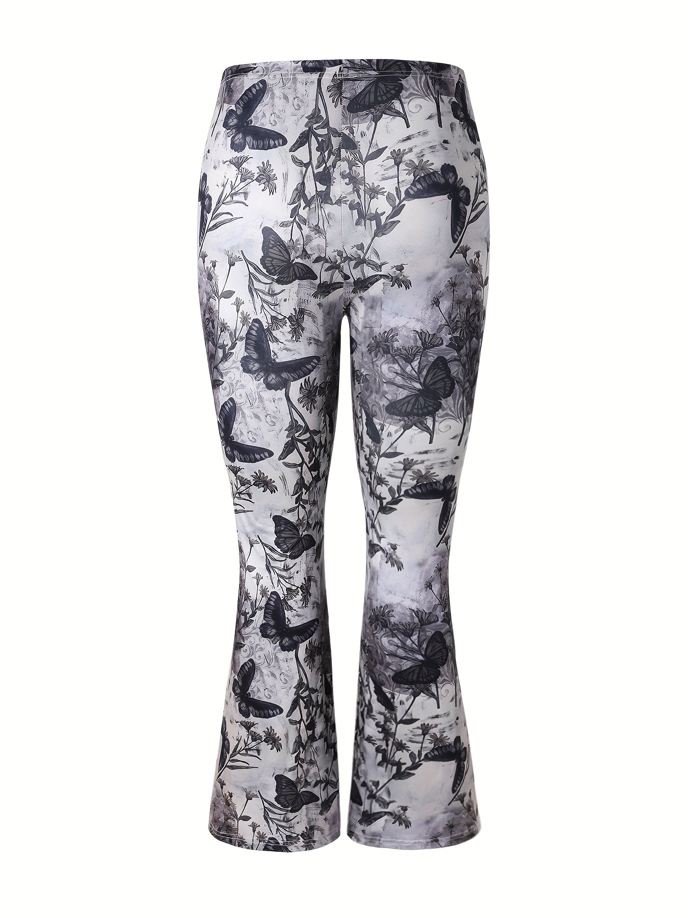 Women's Plus Butterfly Print Stretch Flare Leg Pants